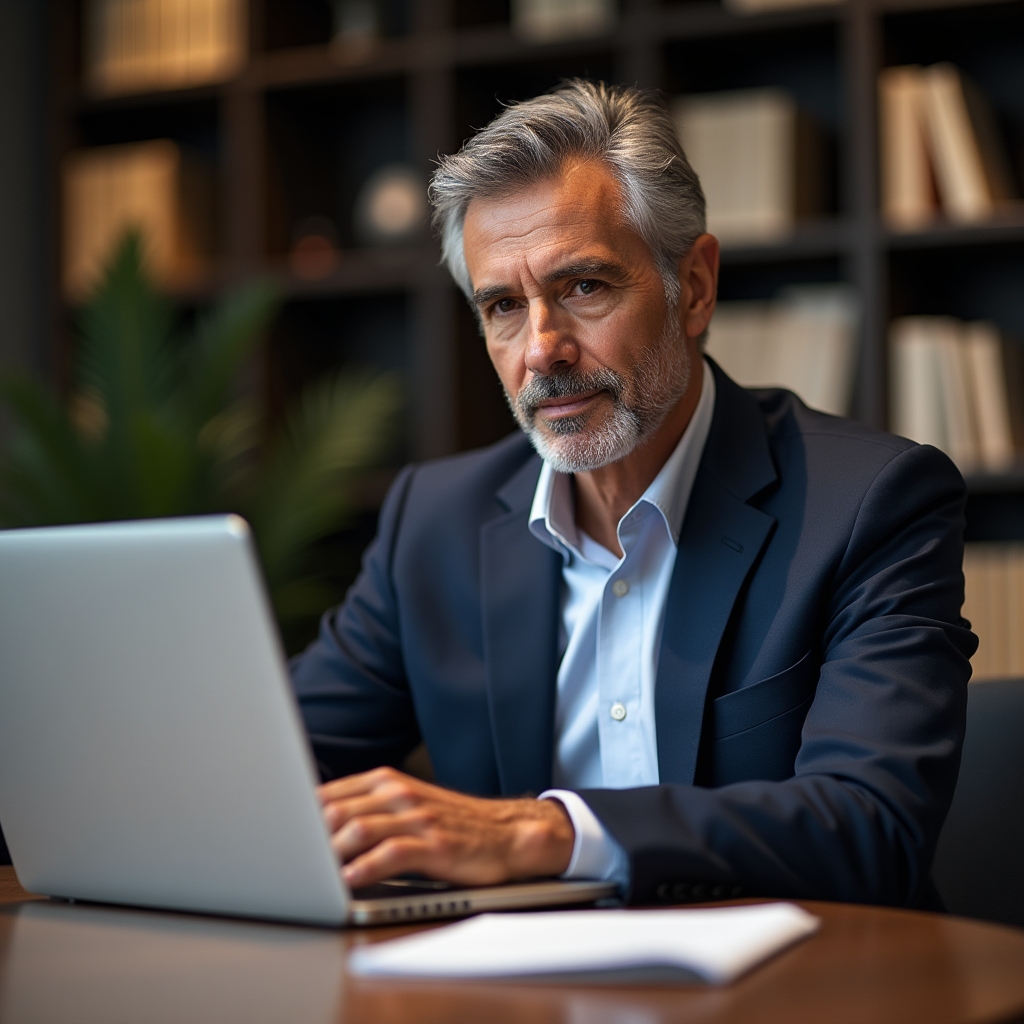 Konsultant biznesowy przygotowujący się do webinaru